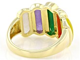 Multi-Color Jadeite 18K Gold Over Sterling Silver Band Ring