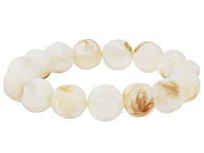Cream Shell Stretch Bracelet 14mm