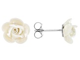 Hand Crafted Porcelain Rose Sterling Silver Earrings