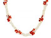 3mm White Mother-of-Pearl With Spiny Oyster Shell 18K Gold Over Silver Beaded Necklace