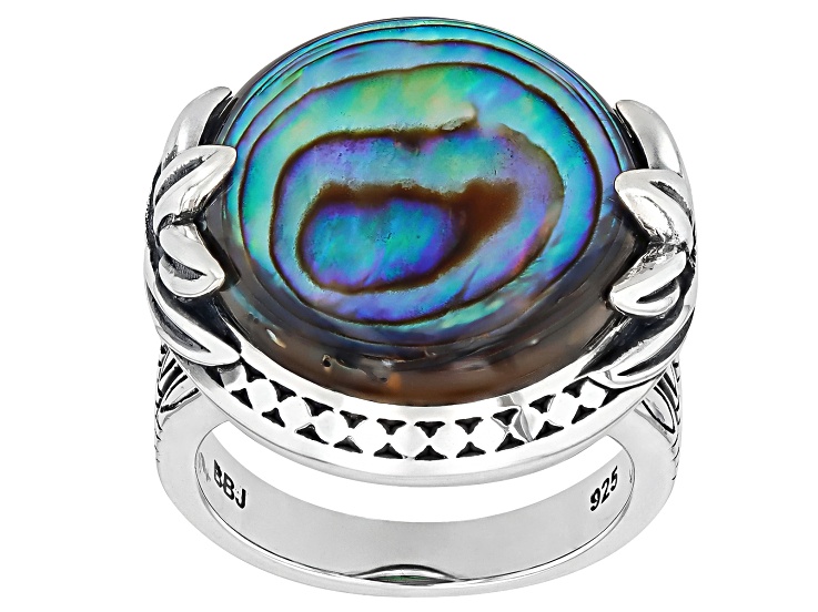 Abalone Shell Sterling Silver Solitaire Ring 18mm - PCF847 | JTV