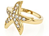 White Zircon 18K Gold Over Sterling Silver Starfish Ring 0.88ctw
