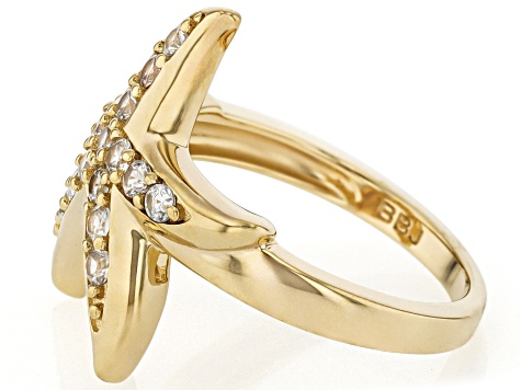 White Zircon 18K Gold Over Sterling Silver Starfish Ring 0.88ctw