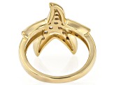 White Zircon 18K Gold Over Sterling Silver Starfish Ring 0.88ctw