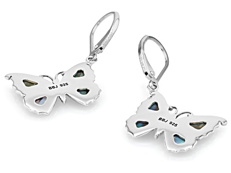 Abalone Shell Sterling Silver Butterfly Earrings