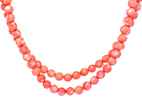 Pink Coral Bead Necklace 8-9mm