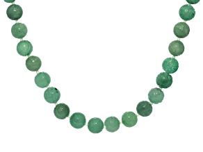 10.5-12mm Carved Jadeite Sterling Silver Necklace