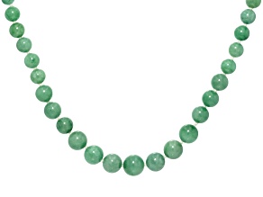 Green Jadeite Sterling Silver Necklace 6-10mm