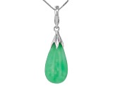 Jadeite Sterling Silver Pendant With 18" Box Chain 21x10mm