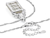 Rectangular Mother-of-Pearl  Sterling Silver Dragonfly Pendant With 18" Chain, 14x10mm