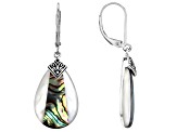 Abalone Shell & Mother-of-Pearl Sterling Silver Earrings, 18x8.5mm
