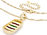 Multi-Color Jadeite 18K Gold Over Sterling Silver Enhancer Pendant With 18" Singapore