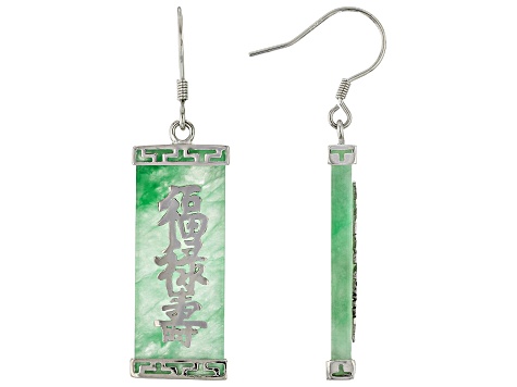 Jadeite Sterling Silver "Luck, Good Fortune, and Long Life" Earrings