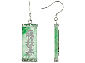 Jadeite Sterling Silver "Luck, Good Fortune, and Long Life" Earrings