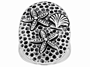 Sterling Silver Starfish & Seashell Ring