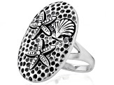 Sterling Silver Starfish & Seashell Ring
