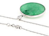 Green Buddha Carved Jadeite Sterling Silver Pendant With 18" Singapore Chain