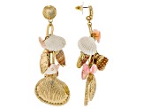 Shell & Acrylic Gold Tone Layered Necklace & Earring Set