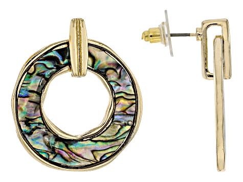 Abalone Shell Simulant & Acrylic Gold Tone Necklace & Earring Set