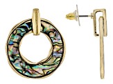 Abalone Shell Simulant & Acrylic Gold Tone Necklace & Earring Set