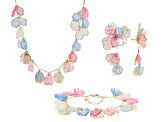 Multi-Color Acrylic Gold Tone Necklace, Bracelet, & Earring Set