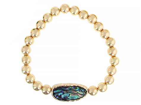 Abalone Shell Simulant, Multi-Color Acrylic, Shell Gold Tone Necklace ...