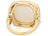 White Mother-of-Pearl 18K Yellow Gold Over Sterling Silver Ring, 20x20mm