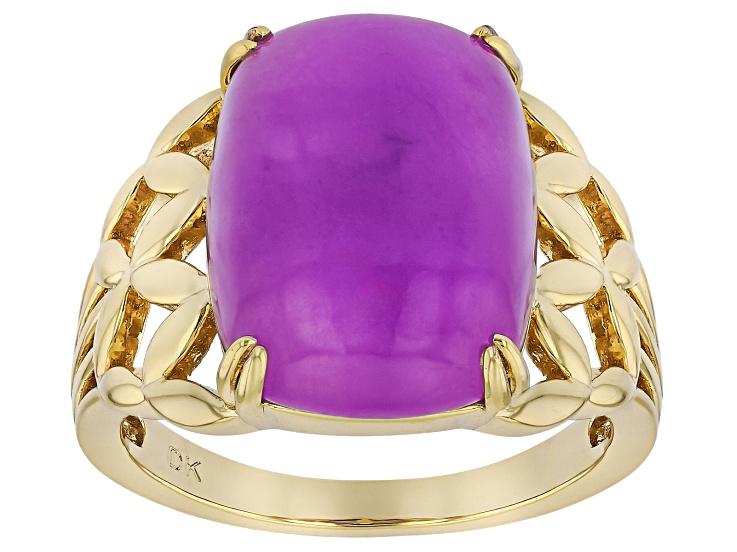 Purple Jadeite 18k Gold Over Brass Ring, 16x12mm - PCF913 | JTV
