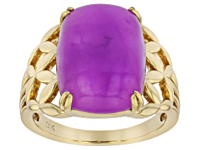 Purple Jadeite 18k Gold Over Brass Ring, 16x12mm