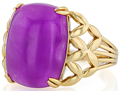 Purple Jadeite 18k Gold-Plated, 16x12mm