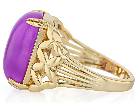 Purple Jadeite 18k Gold-Plated, 16x12mm