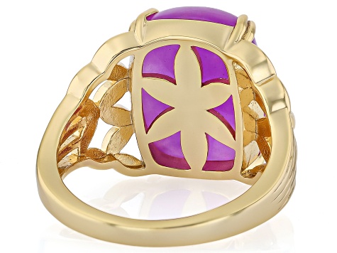 Purple Jadeite 18k Gold-Plated, 16x12mm