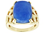 Blue Jadeite 18k Gold Over Brass Ring 16x12mm