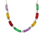 Multi-Color Jadeite Rhodium-Plated Necklace