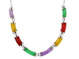 Multi-Color Jadeite Rhodium-Plated Necklace