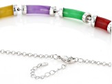 Multi-Color Jadeite Rhodium-Plated Necklace