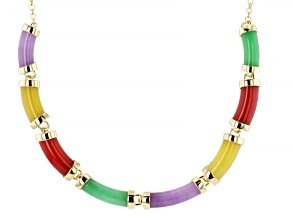Multi-Color Jadeite 18k Yellow Gold-Plated Necklace