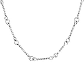 Rhodium Over Brass Chain Necklace