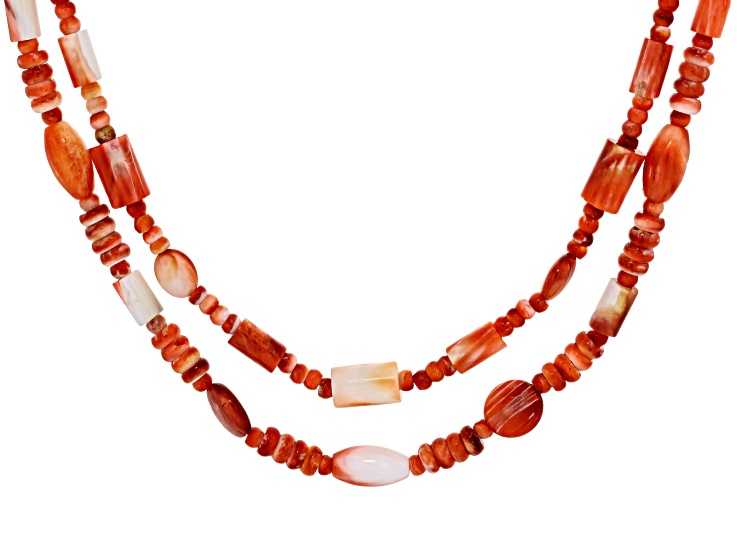 Red Spiny Oyster Shell Two Layer Beaded Necklace