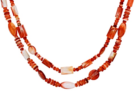 Red Spiny Oyster Shell Two Layer Beaded Necklace