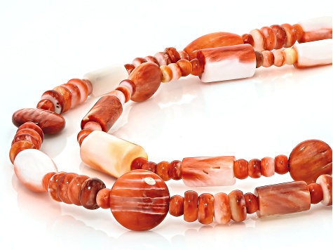 Red Spiny Oyster Shell Two Layer Beaded Necklace