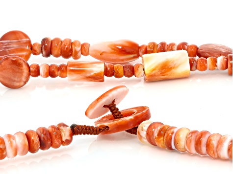 Red Spiny Oyster Shell Two Layer Beaded Necklace