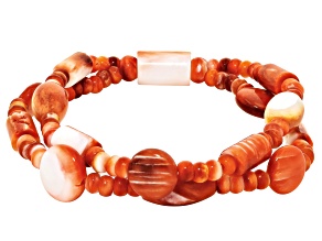 Red Spiny Oyster Shell Two Layer Beaded Bracelet