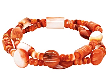 Picture of Red Spiny Oyster Shell Two Layer Beaded Bracelet