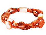 Red Spiny Oyster Shell Two Layer Beaded Bracelet