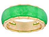 Green Jadeite 18K Yellow Gold Over Sterling Silver Ring