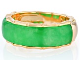 Green Jadeite 18K Yellow Gold Over Sterling Silver Ring