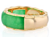 Green Jadeite 18K Yellow Gold Over Sterling Silver Ring