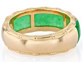 Green Jadeite 18K Yellow Gold Over Sterling Silver Ring