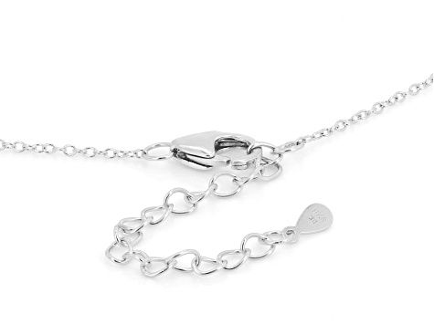White Mother-of-Pearl Rhodium Over Sterling Silver Specialty Cut Station Necklace